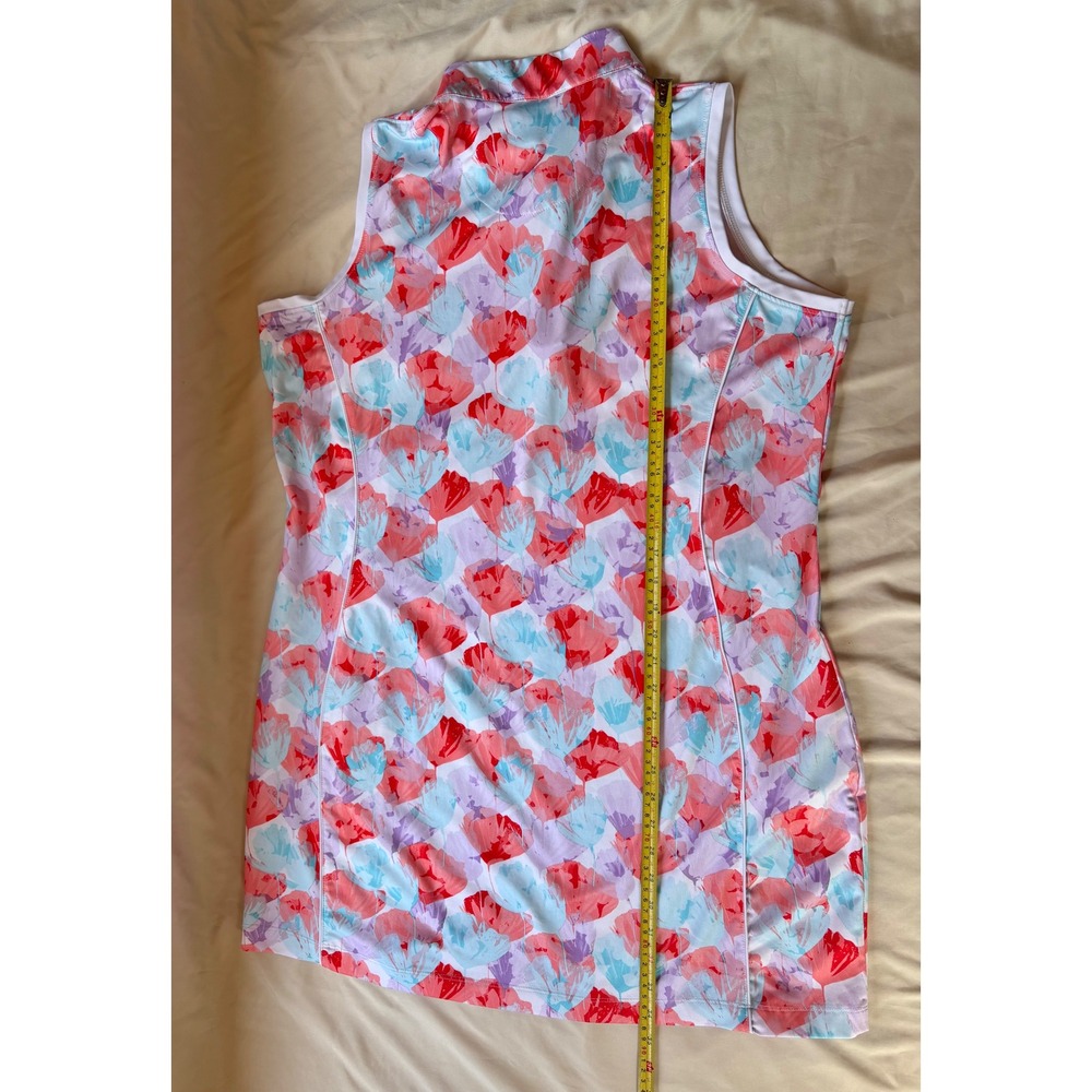 Pebble Beach Dry-Luxe Performance Golf Dress XL Floral Sleeveless Zip Mock Neck - Picture 5 of 6